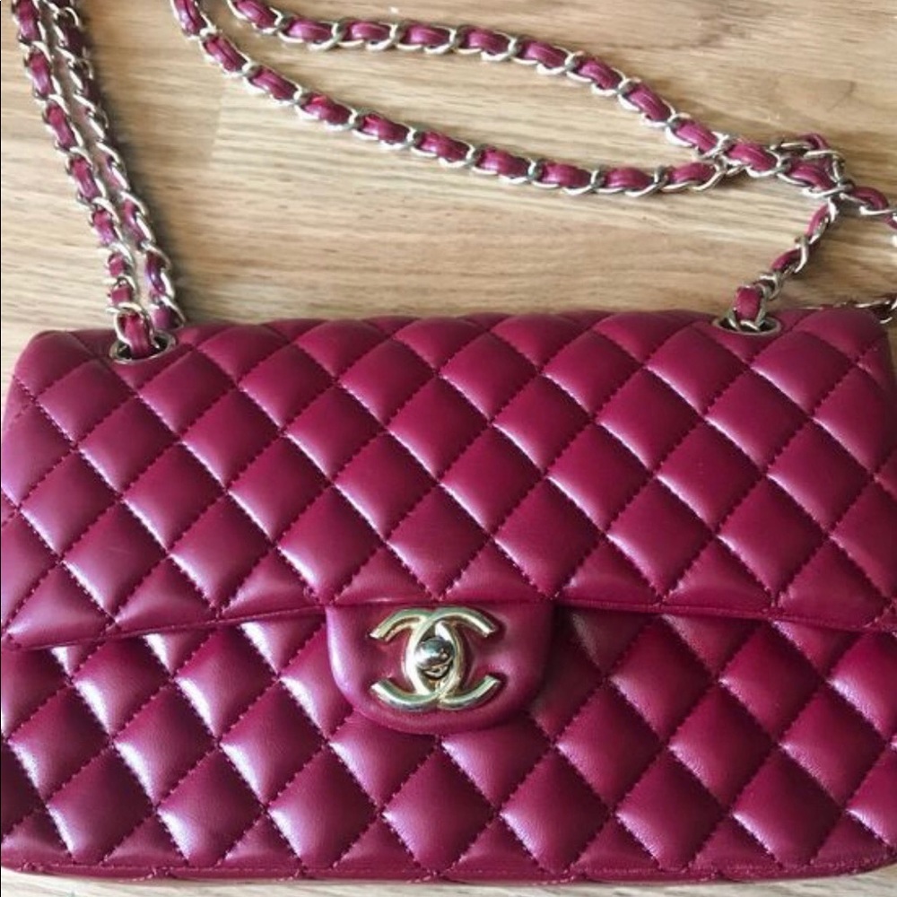 Authentic Chanel Caviar Double Flap In Red